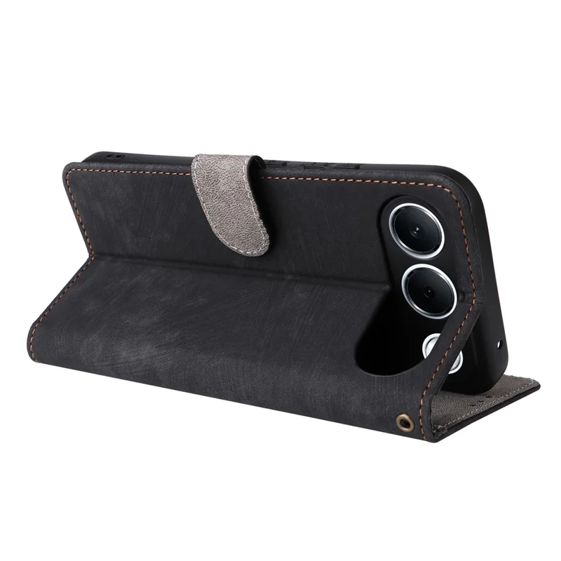 For Oppo A7 Pro 5G Wallet Case RFID Blocking PU Leather Phone Cover Stand with Strap - Black