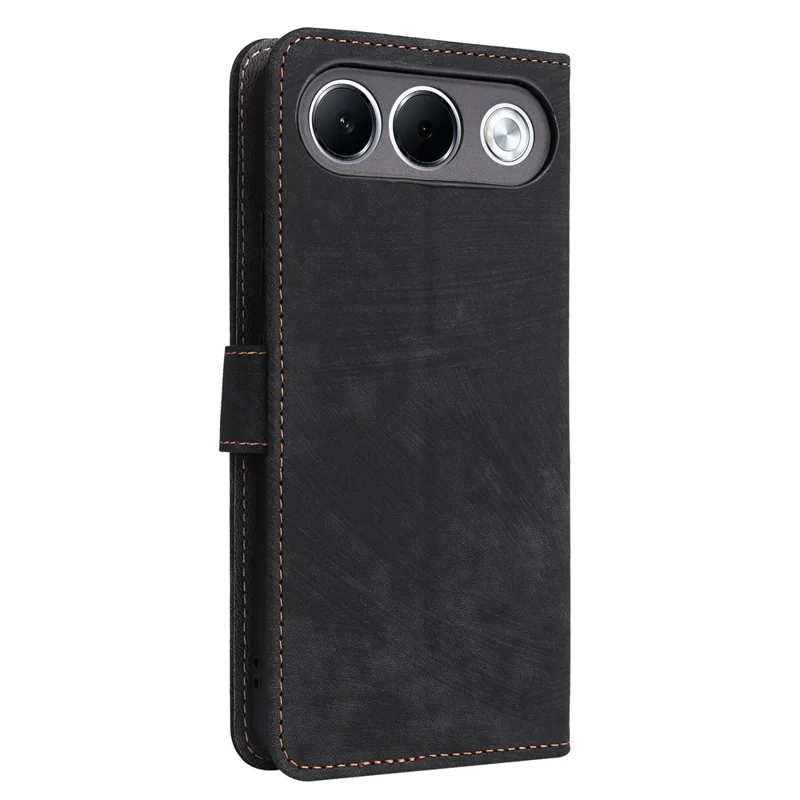 For Oppo A7 Pro 5G Wallet Case RFID Blocking PU Leather Phone Cover Stand with Strap - Black