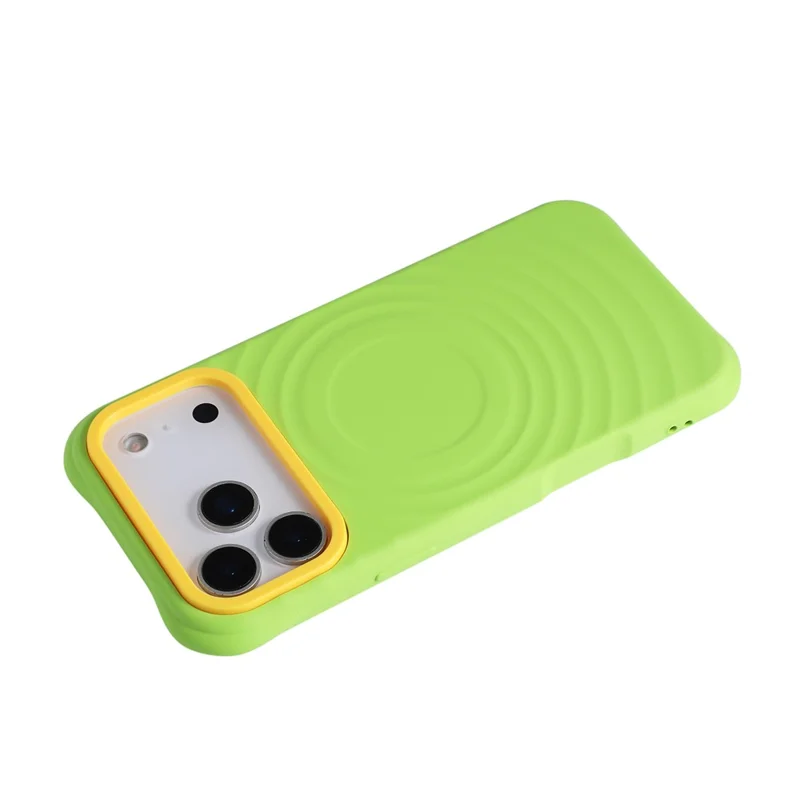 Cover Magnetico per iPhone 18 Pro / 17 Pro con Design Color Blocking e Motivo a Onde in PC + TPU - Verde