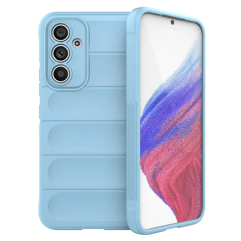 For Samsung Galaxy A54 5G Rugged Back Drop-proof Cell Phone Case Flexible TPU Protective Cover - Baby Blue