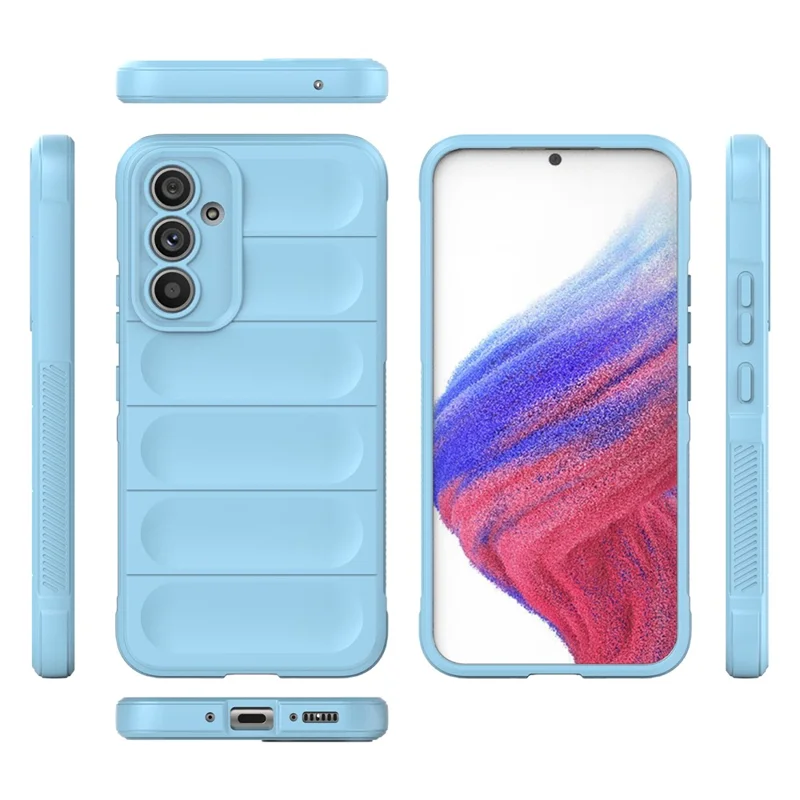 For Samsung Galaxy A54 5G Rugged Back Drop-proof Cell Phone Case Flexible TPU Protective Cover - Baby Blue