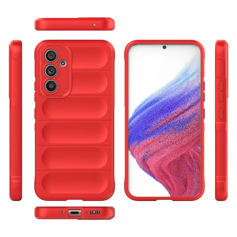 For Samsung Galaxy A54 5G Rugged Back Drop-proof Cell Phone Case Flexible TPU Protective Cover - Red