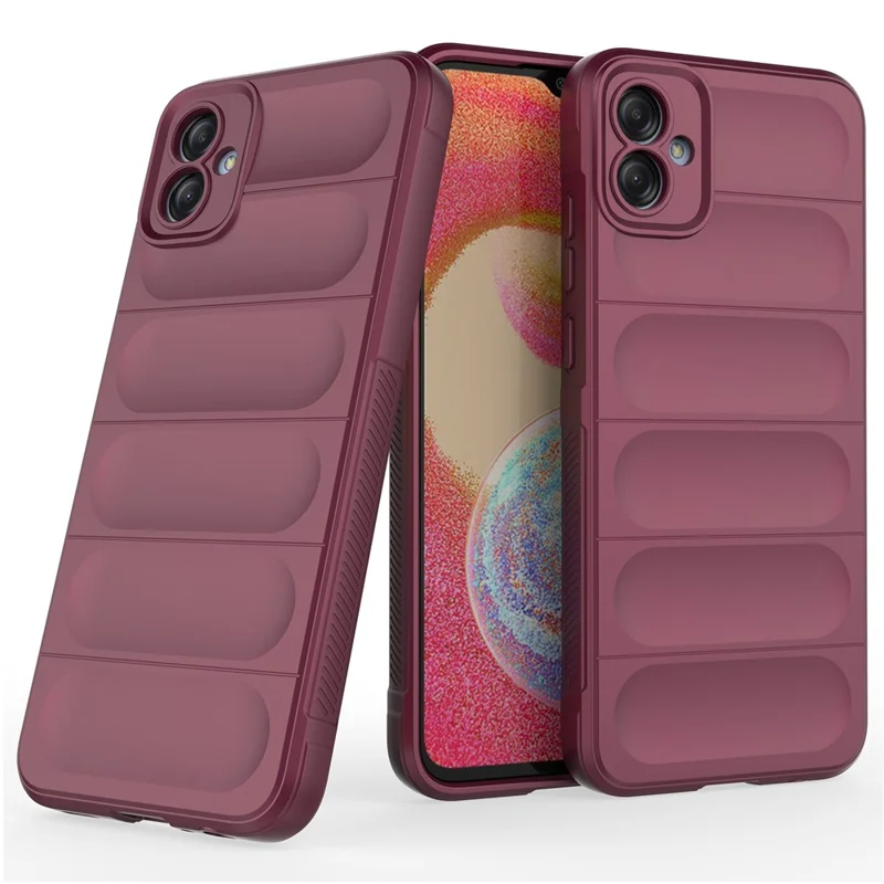 For Samsung Galaxy A04e 4G / F04 4G / M04 4G Soft Rugged Back Cover Anti-scratch Drop-proof Phone Protective Case - Wine Red