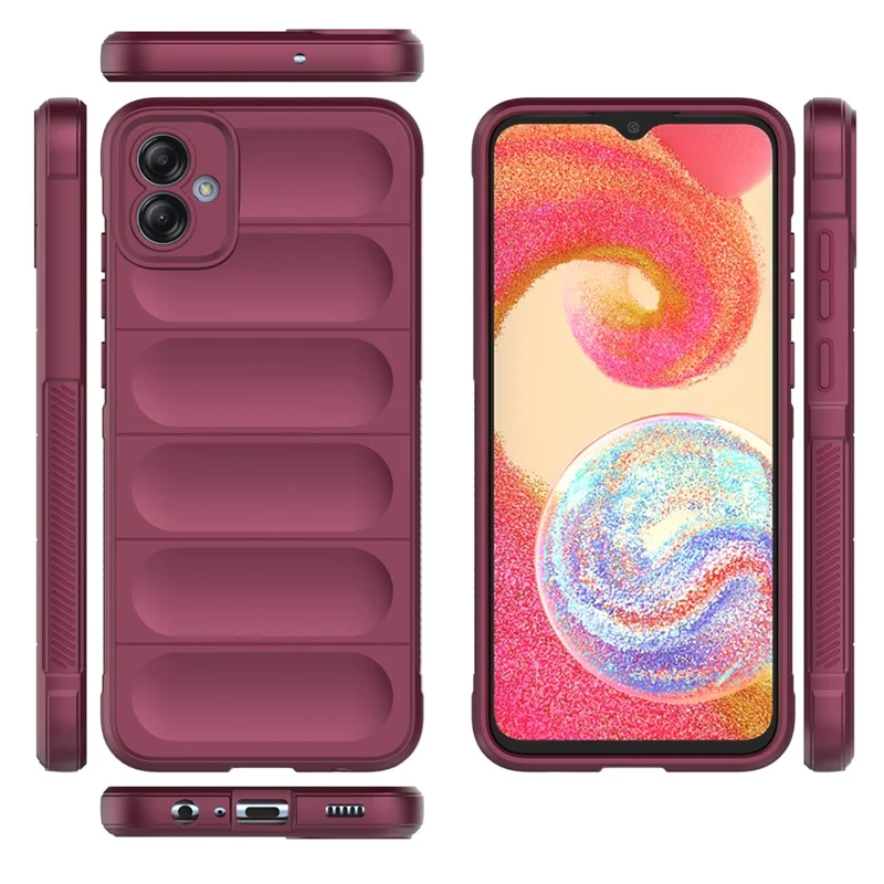 For Samsung Galaxy A04e 4G / F04 4G / M04 4G Soft Rugged Back Cover Anti-scratch Drop-proof Phone Protective Case - Wine Red