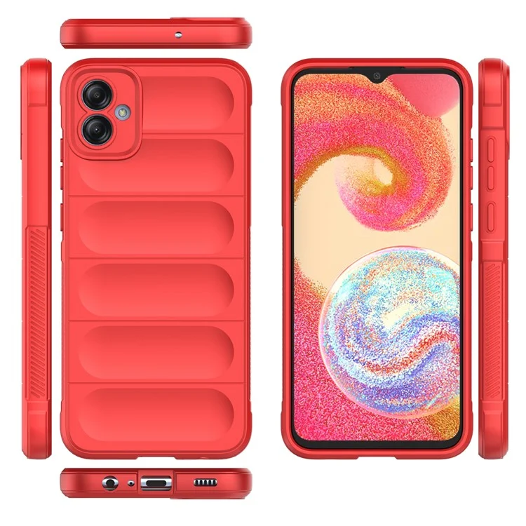 For Samsung Galaxy A04e 4G / F04 4G / M04 4G Soft Rugged Back Cover Anti-scratch Drop-proof Phone Protective Case - Red