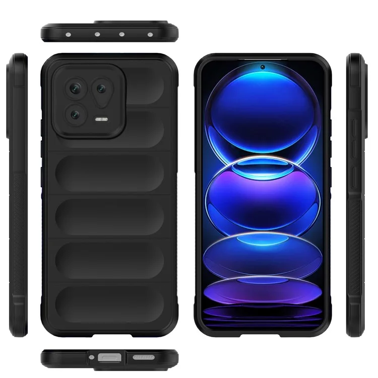 Для Xiaomi 13 5G Rugged Back Cover Drop-proof Protection Flexible TPU Phone Case - Черный