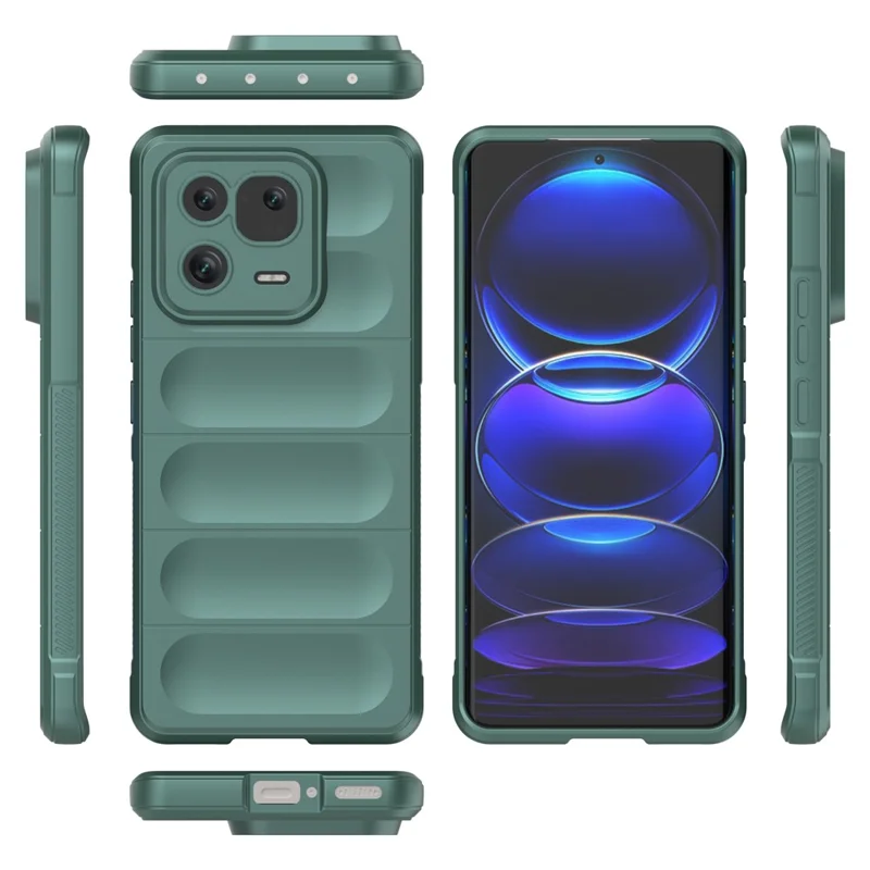 For Xiaomi 13 Pro 5G Rugged Back Phone Case Soft TPU Precise Cutout Protective Cover - Green