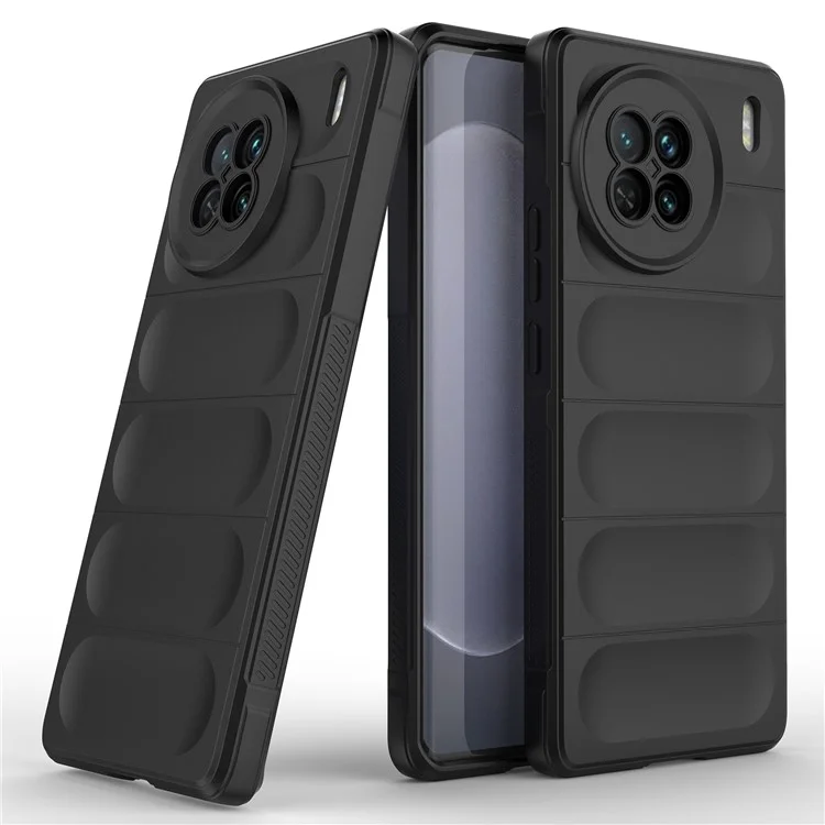 Para Vivo X90 5G TPU Suave TPU Rugged Case de Teléfonos Celulares Protector a Prueba de Caída - Negro
