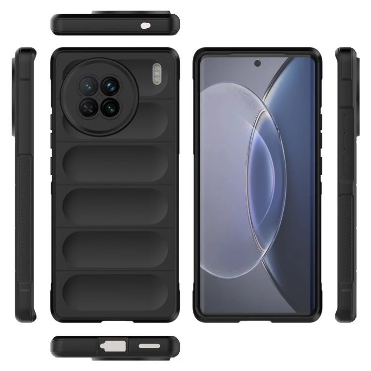 Para Vivo X90 5G TPU Suave TPU Rugged Case de Teléfonos Celulares Protector a Prueba de Caída - Negro