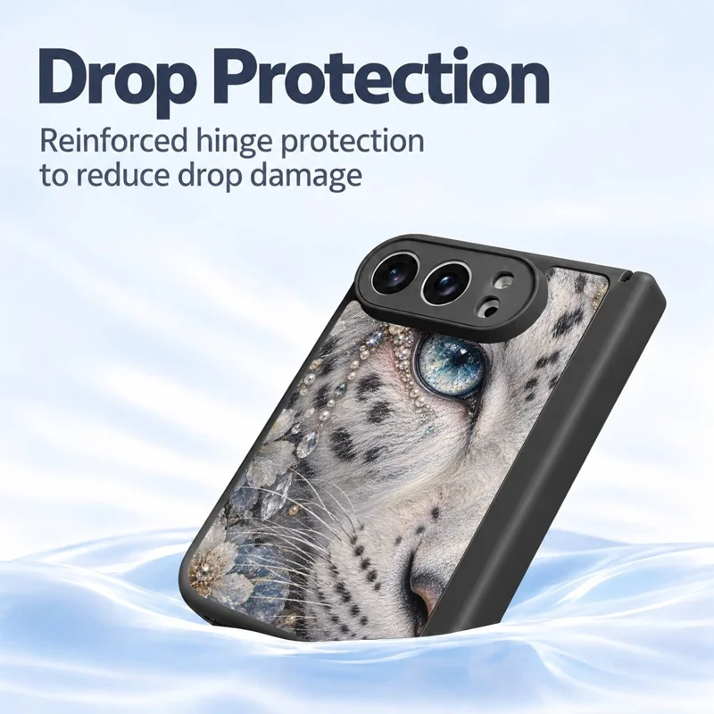 For iPhone Duo Case Leopard Pattern Hinge Protection Anti Drop TPU Phone Cover - Style A