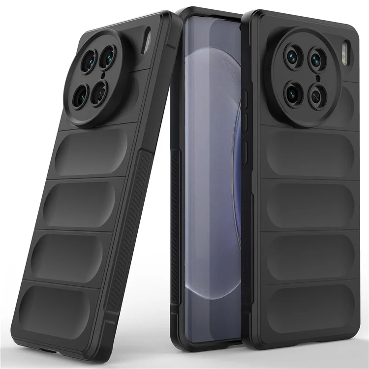Für vivo X90 Pro 5G Anti-Drop Robuste Rückseite Handyhülle Flexible TPU Smartphone Schutzhülle - Schwarz