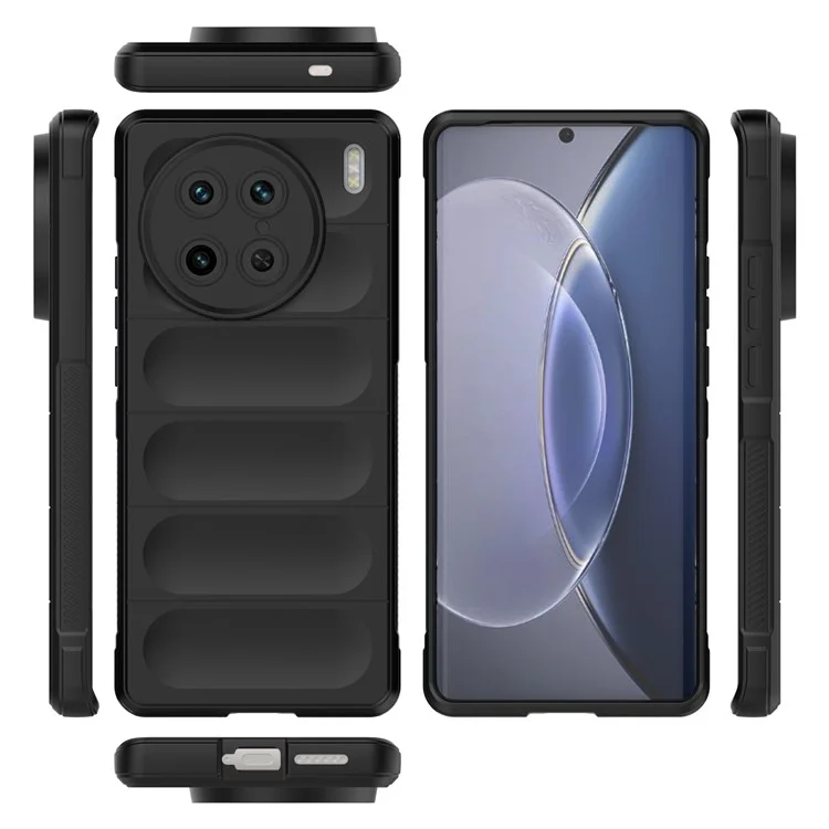 Für vivo X90 Pro 5G Anti-Drop Robuste Rückseite Handyhülle Flexible TPU Smartphone Schutzhülle - Schwarz