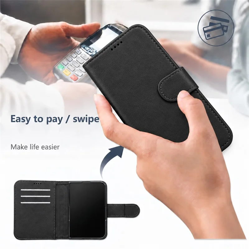 Étui magnétique Duo pour iPhone, étui détachable en cuir fendu pliable avec protecteur d'écran en verre trempé - Noir