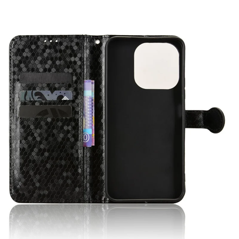 For Xiaomi Redmi Note 17 Pro Max 5G  /  Poco X8 Power 5G Wallet Case Dot Pattern Imprint PU Leather Phone Cover with Wrist Strap - Black