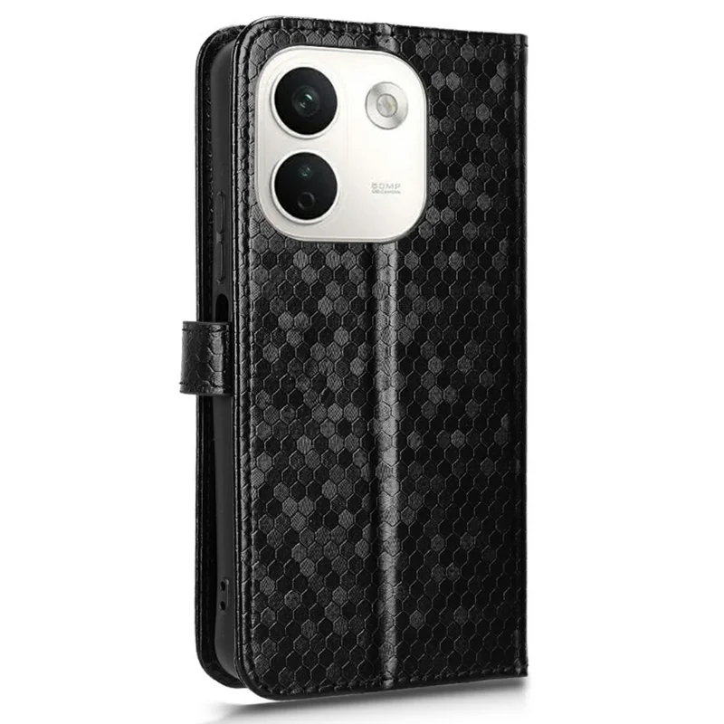 For Xiaomi Redmi Note 17 Pro Max 5G  /  Poco X8 Power 5G Wallet Case Dot Pattern Imprint PU Leather Phone Cover with Wrist Strap - Black