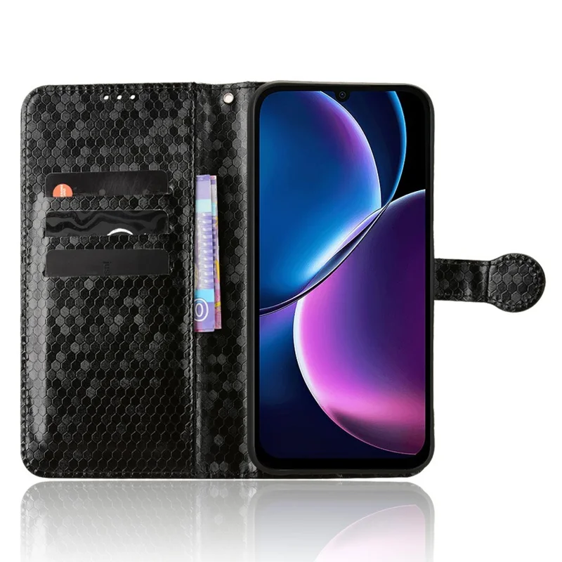 For ZTE nubia A57 Pro 4G  /  A57 4G Wallet Case Dot Pattern Imprint PU Leather Phone Cover with Wrist Strap - Black