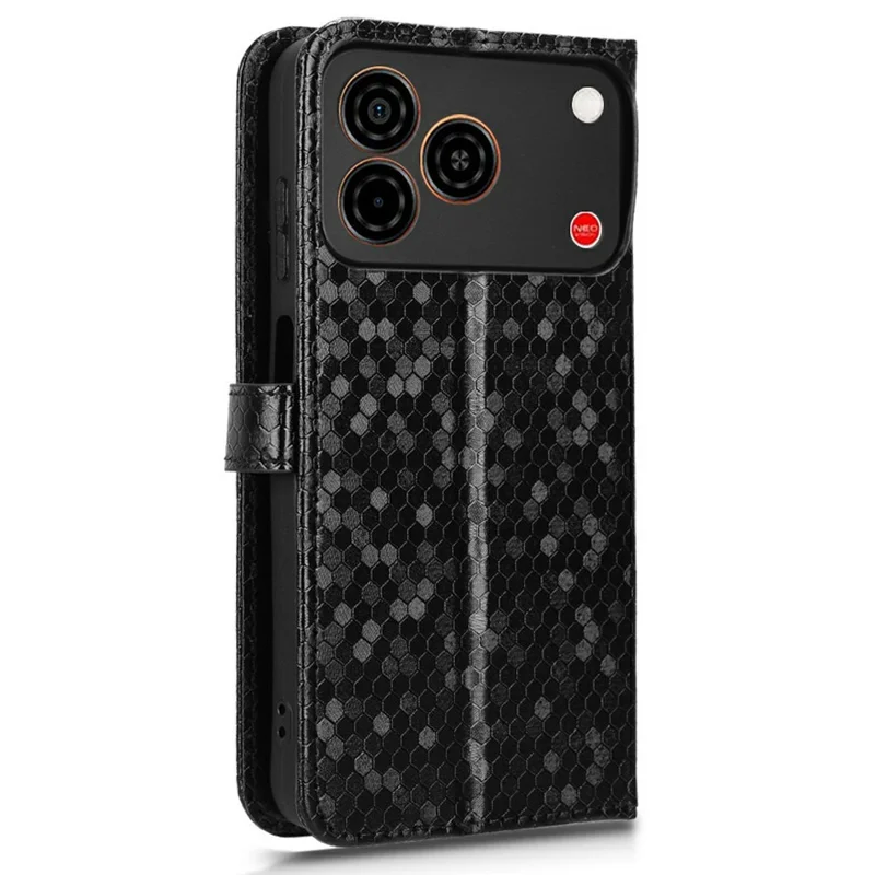 For ZTE nubia A57 Pro 4G  /  A57 4G Wallet Case Dot Pattern Imprint PU Leather Phone Cover with Wrist Strap - Black