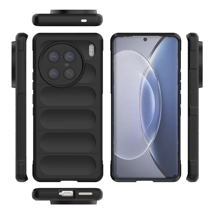 Für Vivo X90 Pro+ 5G Rugged Back Phone Case Anti-kratzer-weich-tpu-schutzabdeckung - Schwarz