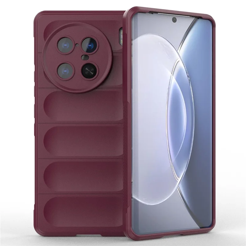 For vivo X90 Pro+ 5G Rugged Back Phone Case Anti-scratch Soft TPU Protective Cover - Wine Red