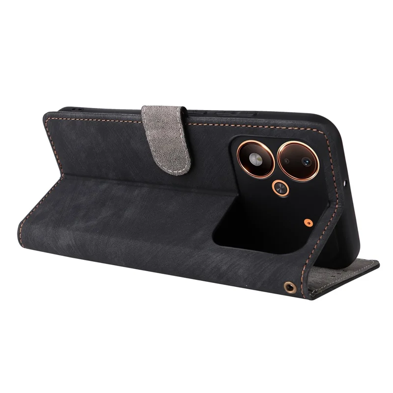 For Xiaomi Poco M8 Power 5G Wallet Case RFID Blocking PU Leather Phone Cover Stand with Strap - Black