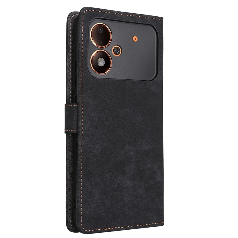 For Xiaomi Poco M8 Power 5G Wallet Case RFID Blocking PU Leather Phone Cover Stand with Strap - Black