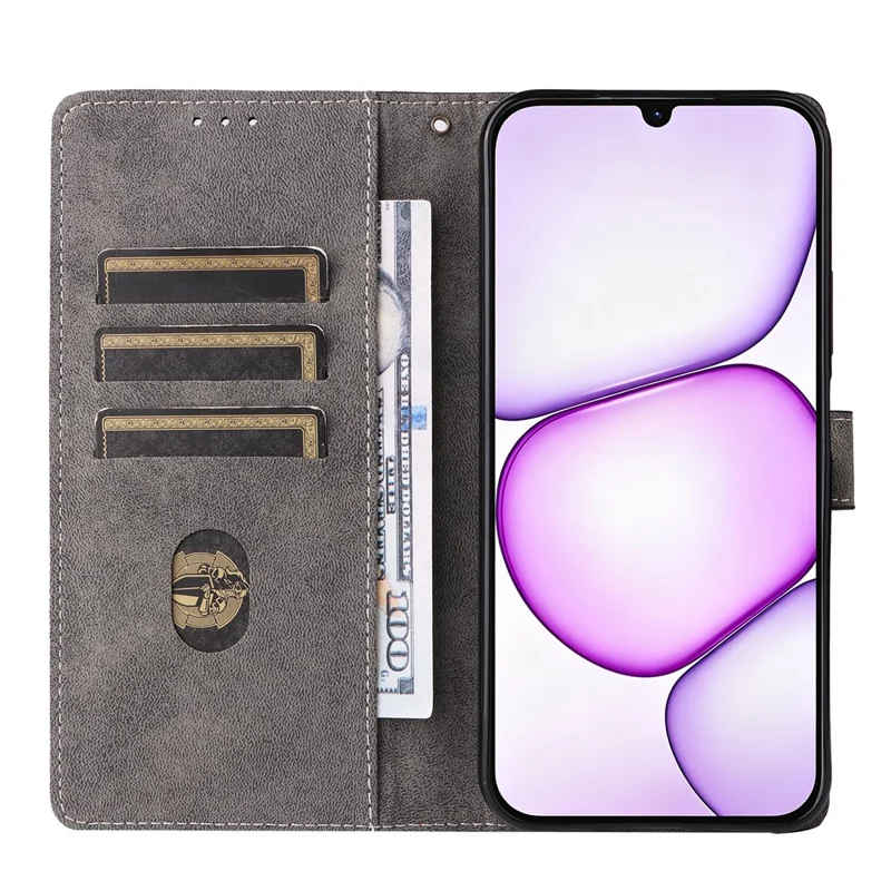 For Realme P4 Lite 4G (166.48mm) Wallet Case RFID Blocking PU Leather Phone Cover Stand with Strap - Black