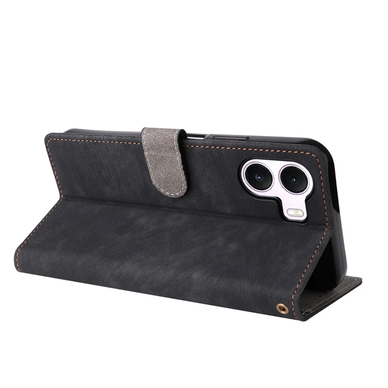 For Realme P4 Lite 4G (166.48mm) Wallet Case RFID Blocking PU Leather Phone Cover Stand with Strap - Black