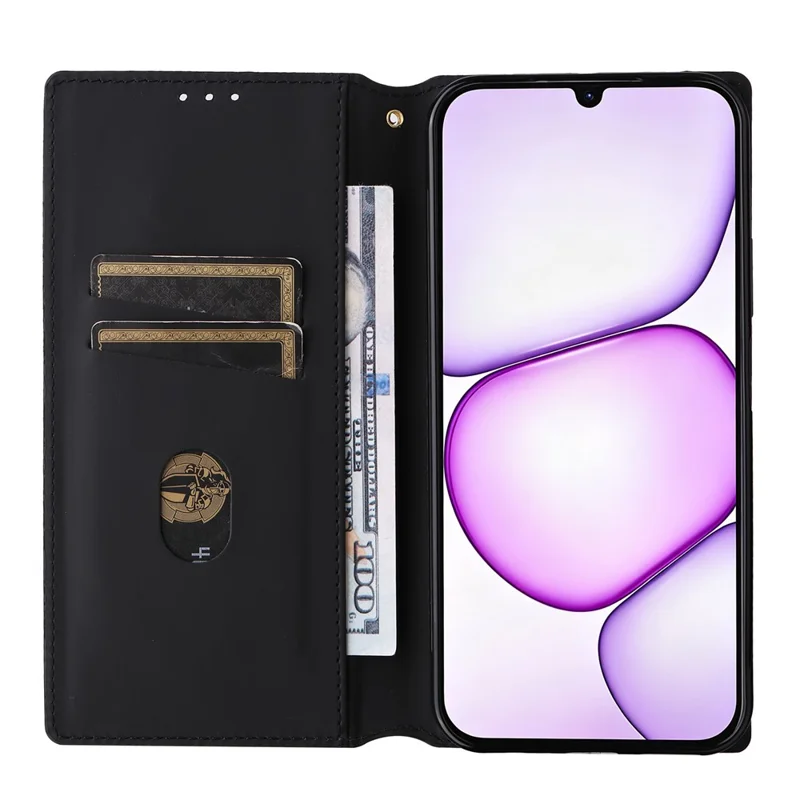 For Realme P4 Lite 4G (166.48mm) Case Wallet Rhombus Imprinted PU Leather Phone Cover - Silver