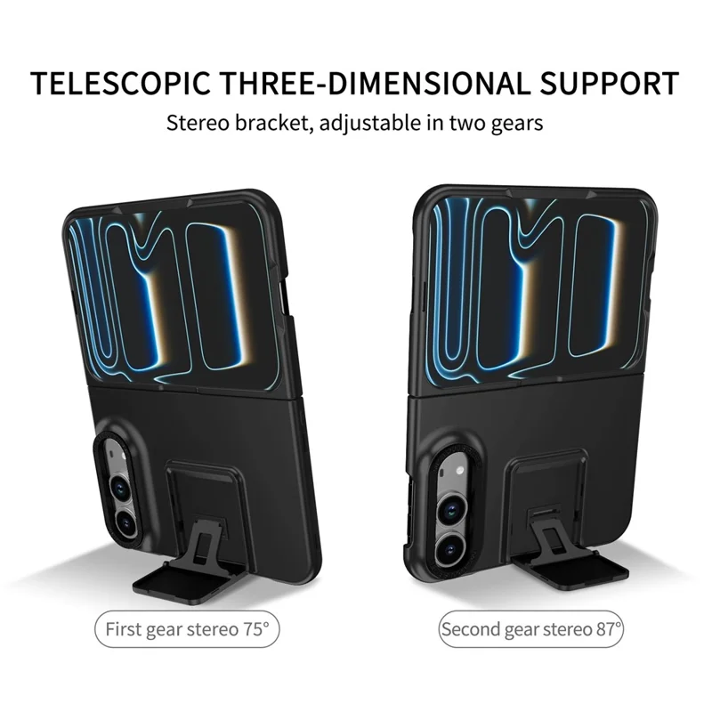 For iPhone Duo Case Kickstand Hard PC Folding Phone Cover - Sort