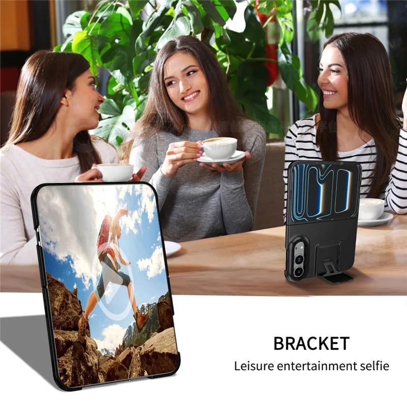 For iPhone Duo Case Kickstand Hard PC Folding Phone Cover - Sort