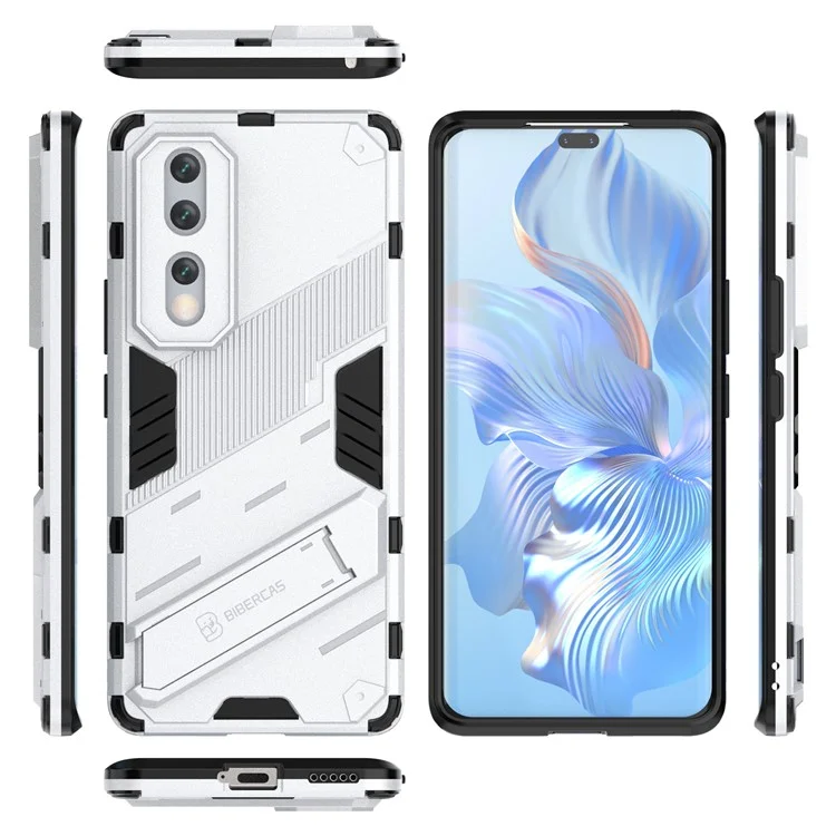 Drop-soach-schutz-kickstand-telefonabdeckung Für Honor 80 Pro 5G, Hard PC Soft TPU Hybrid-hülle - Weiss