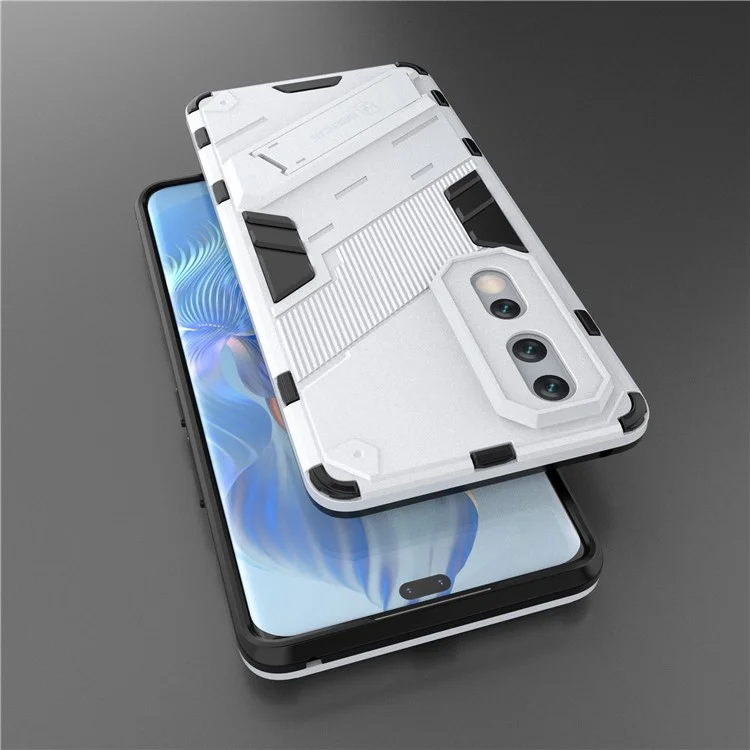 Drop-soach-schutz-kickstand-telefonabdeckung Für Honor 80 Pro 5G, Hard PC Soft TPU Hybrid-hülle - Weiss