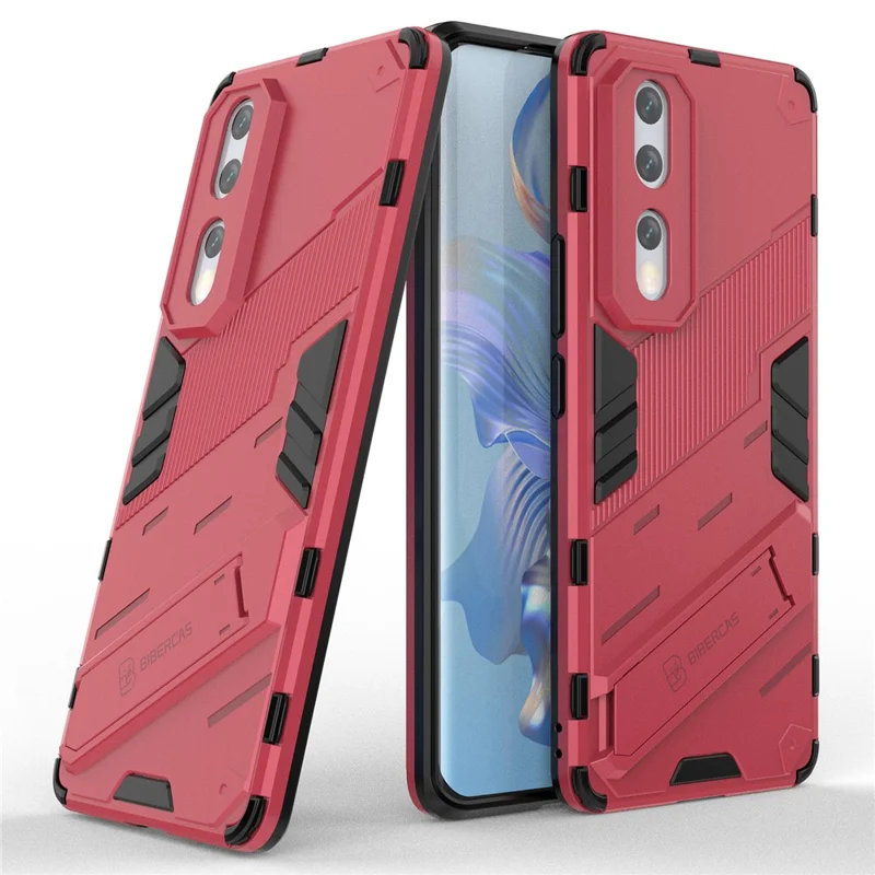 Drop-proof Protection Kickstand Phone Cover for Honor 80 Pro 5G, Hard PC Soft TPU Hybrid Case - Rose