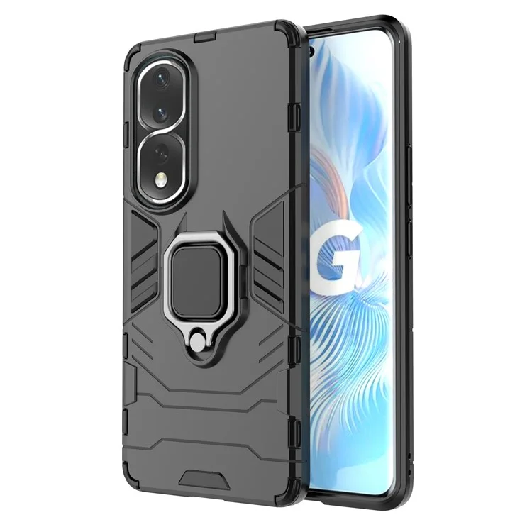 Custodia Per Telefono Kickstand Per Honor 80 Pro 5G, PC Hard + Coperchio di Protectivo Succhio - Nero