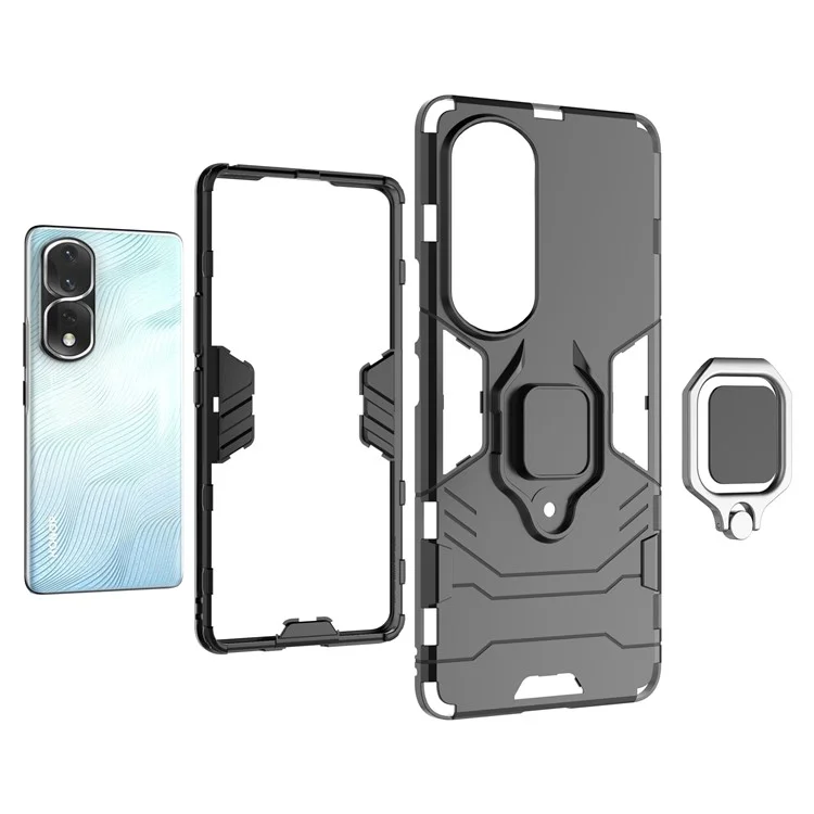 Custodia Per Telefono Kickstand Per Honor 80 Pro 5G, PC Hard + Coperchio di Protectivo Succhio - Nero