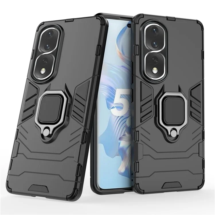 Custodia Per Telefono Kickstand Per Honor 80 Pro 5G, PC Hard + Coperchio di Protectivo Succhio - Nero