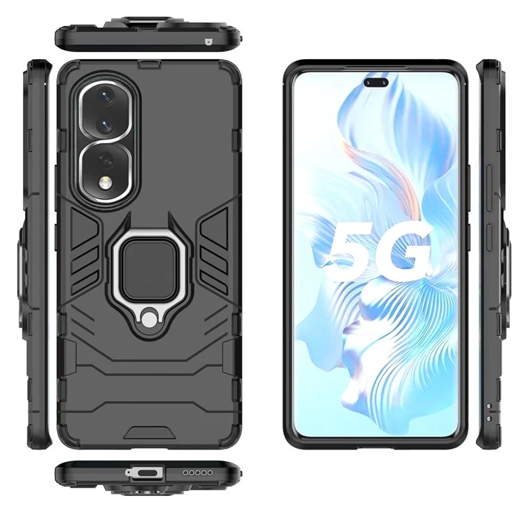 Custodia Per Telefono Kickstand Per Honor 80 Pro 5G, PC Hard + Coperchio di Protectivo Succhio - Nero