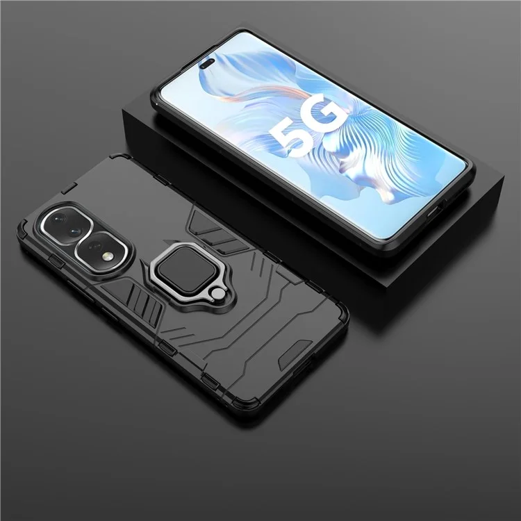 Custodia Per Telefono Kickstand Per Honor 80 Pro 5G, PC Hard + Coperchio di Protectivo Succhio - Nero