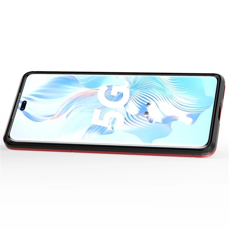 Ring Holder Kickstand Phone Case for Honor 80 Pro 5G, Hard PC + Soft TPU Shockproof Protective Cover - Red