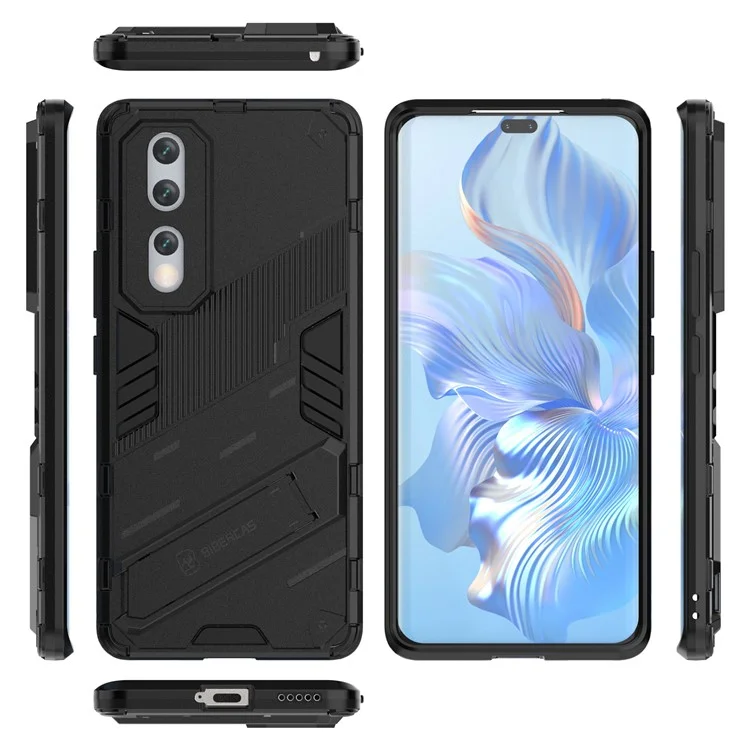 Port Tpu Soft TPU TPU Cover Para Honor 80 5G, Estuche Posterior a Prueba de Caída de Kickstand - Negro