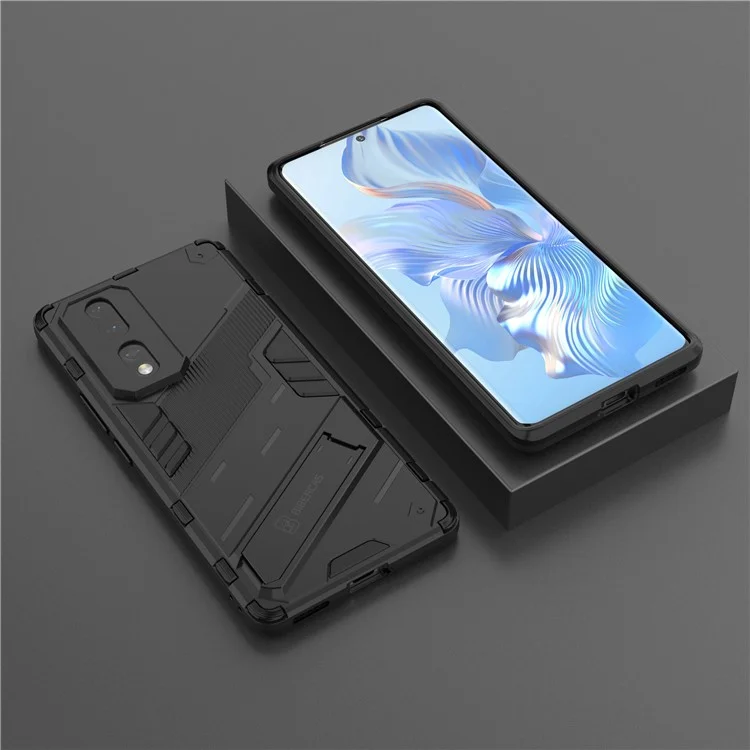 Port Tpu Soft TPU TPU Cover Para Honor 80 5G, Estuche Posterior a Prueba de Caída de Kickstand - Negro