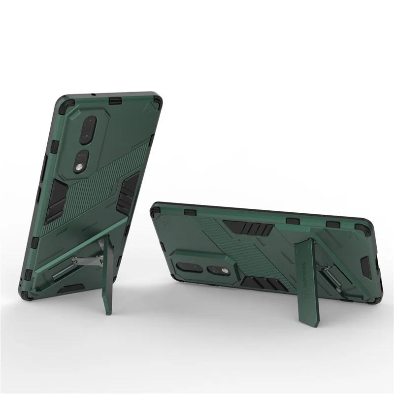 Hard PC Soft TPU Protective Phone Cover for Honor 80 5G, Kickstand Drop-proof Back Case - Green