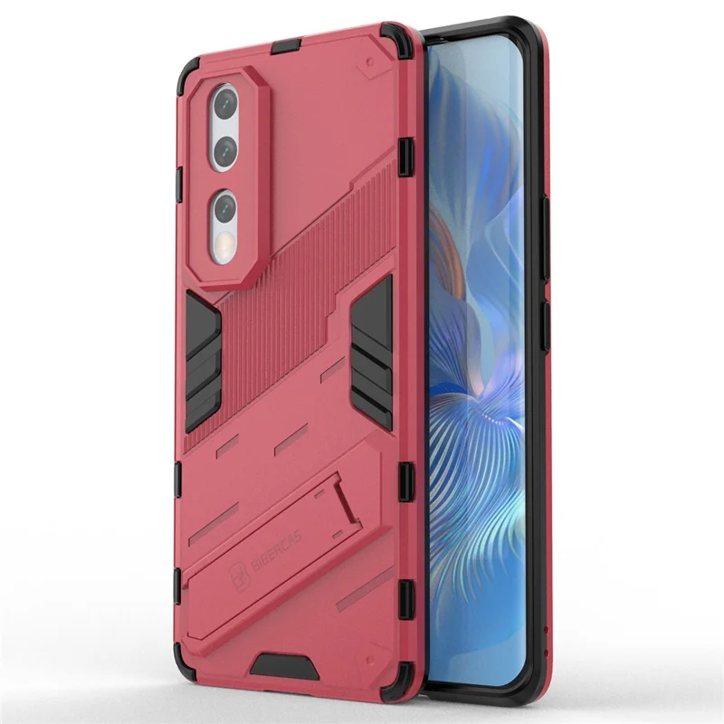 Hard PC Soft TPU Protective Phone Cover for Honor 80 5G, Kickstand Drop-proof Back Case - Rose