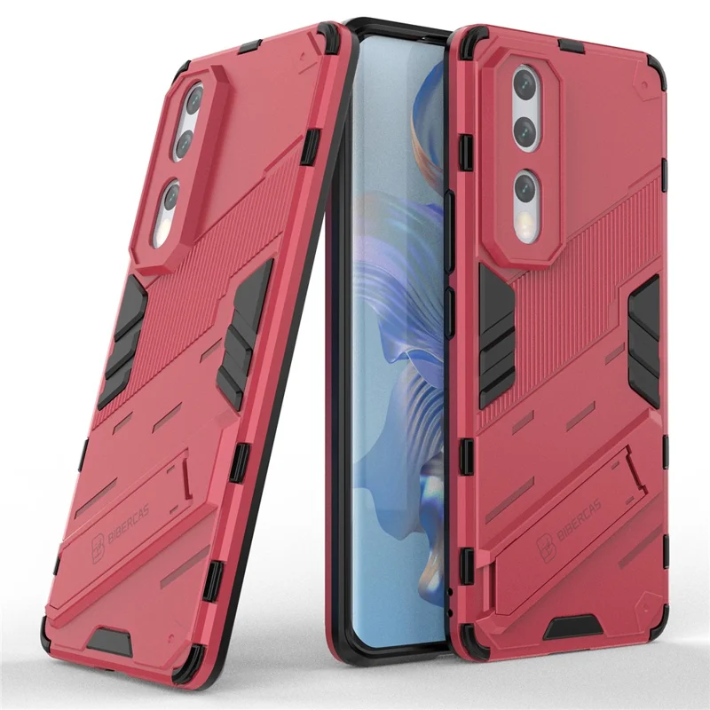 Hard PC Soft TPU Protective Phone Cover for Honor 80 5G, Kickstand Drop-proof Back Case - Rose