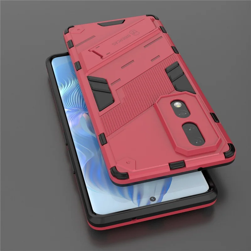 Hard PC Soft TPU Protective Phone Cover for Honor 80 5G, Kickstand Drop-proof Back Case - Rose