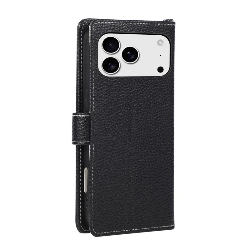 For iPhone 18 Pro Max / 17 Pro Max Case Triangle Splicing Zipper Wallet Leather Cover with Wrist Strap / Shoulder Strap - Zwart