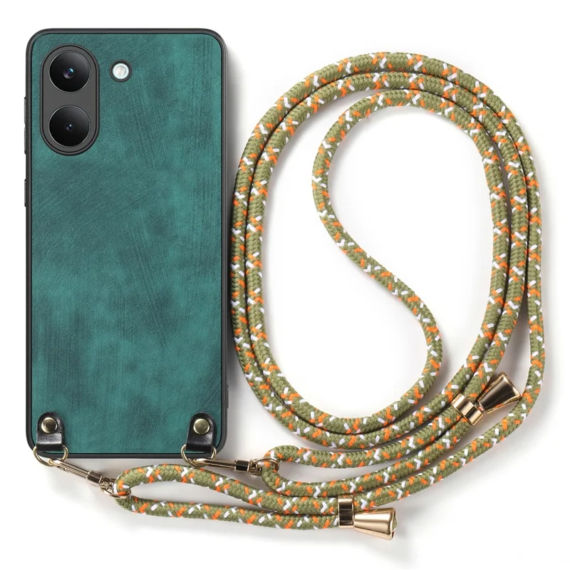 For Xiaomi Poco X8 Pro 5G  /  Redmi Turbo 5 5G Case Retro Leather Phone Back Cover with Adjustable Strap - Green
