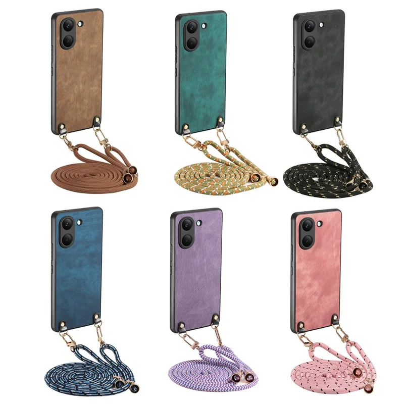 For Xiaomi Poco X8 Pro 5G  /  Redmi Turbo 5 5G Case Retro Leather Phone Back Cover with Adjustable Strap - Green