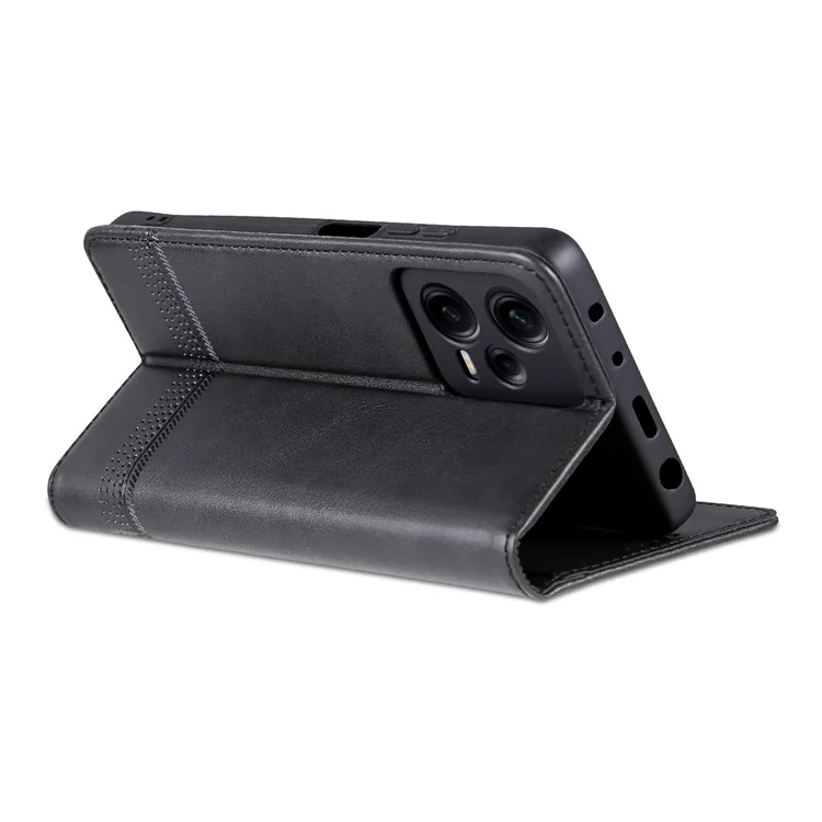 AZNS For Xiaomi Redmi Note 12 Pro Speed 5G / Poco X5 Pro 5G / Note 12 Pro 5G Cowhide Texture Shockproof Phone Stand Case PU Leather Magnetic Auto-absorbed Folio Flip Wallet Cover  - Black
