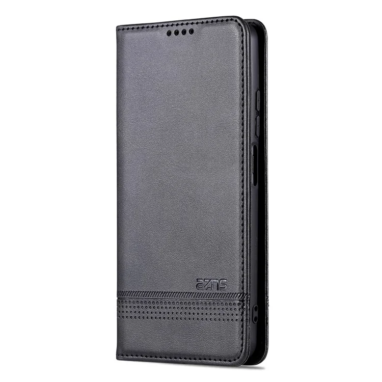 AZNS For Xiaomi Redmi Note 12 Pro Speed 5G / Poco X5 Pro 5G / Note 12 Pro 5G Cowhide Texture Shockproof Phone Stand Case PU Leather Magnetic Auto-absorbed Folio Flip Wallet Cover  - Black